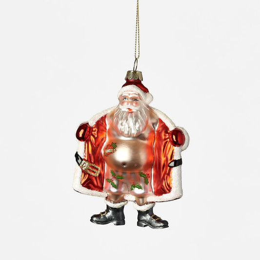 Flasher Santa Ornament - Glass, 5" GlITTERVILLE Holiday ItemCG0482_jpg