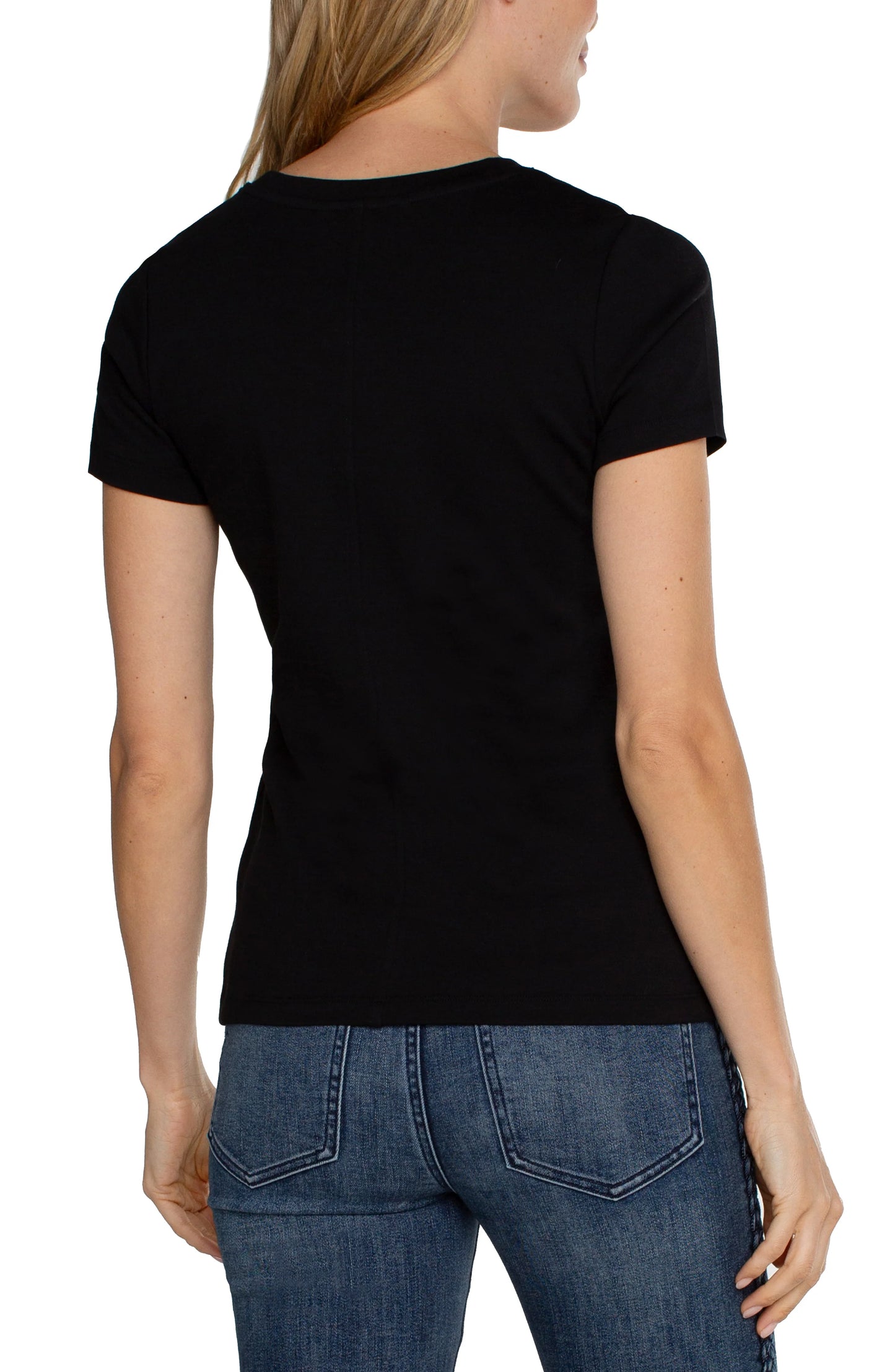 Scoop Neck Short Sleeve Tee - Black Liverpool Womens Apparel LM8815K99BLACK1