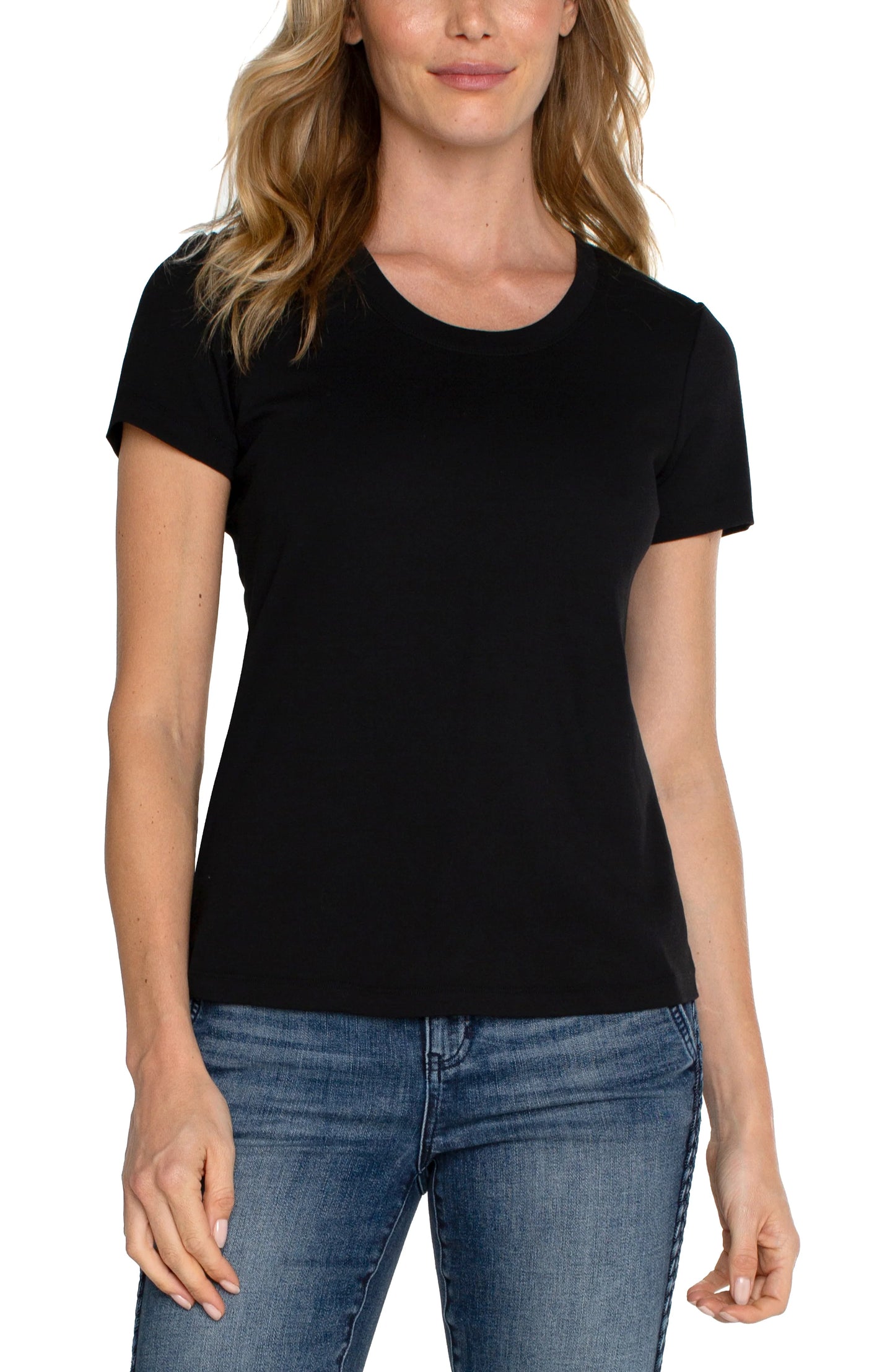 Scoop Neck Short Sleeve Tee - Black Extra large Liverpool Womens Apparel LM8815K99BLACK2