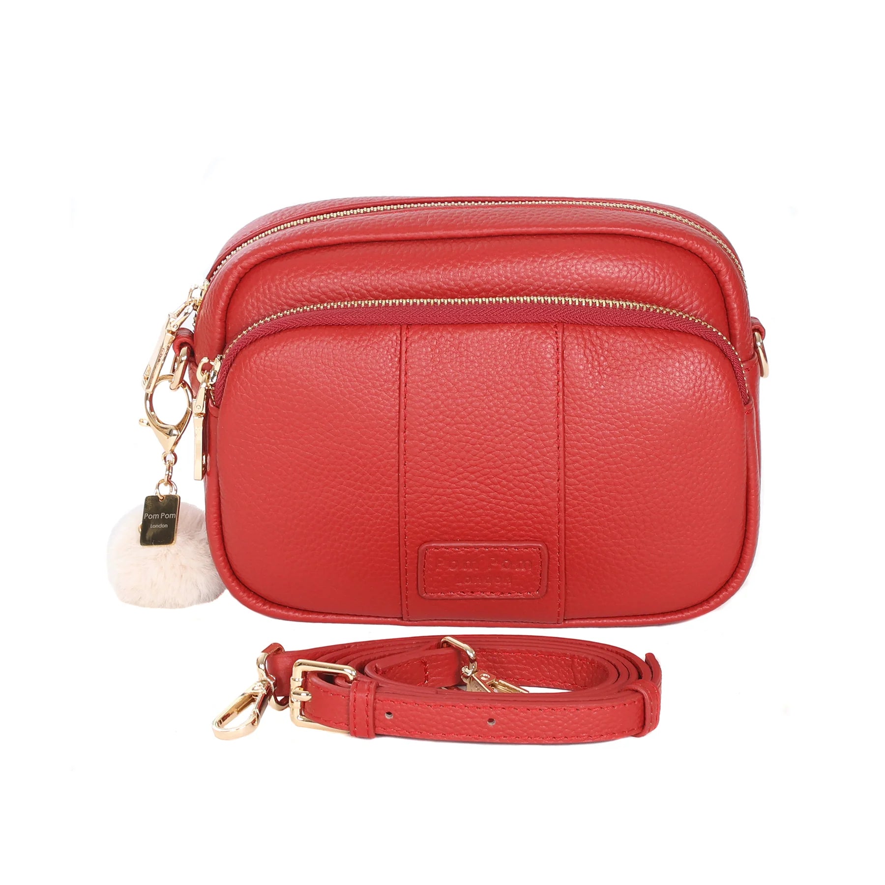 Mayfair Bag Chilli Red & Accessories - 2 Free Straps Pom Pom London Bags MayfairChilliRed03_1800x1800_52028359-6343-46af-ba02-d44edf0f31fe