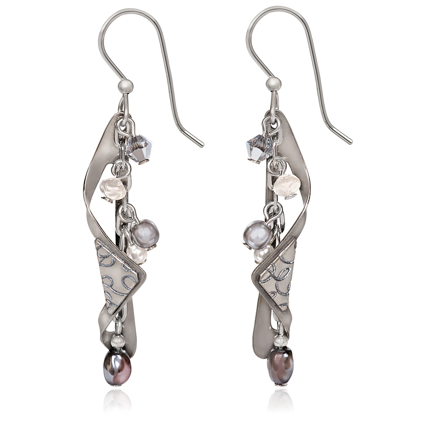 Beaded Chain & Swirl Earring SILVER FOREST Jewelry NE-1159A