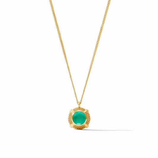 Cabochon Solitaire Necklace - Iridescent Emerald Green Julie Vos Jewelry Necklace_CabochonSolitaireNecklace_IridescentEmeraldGreen_FR