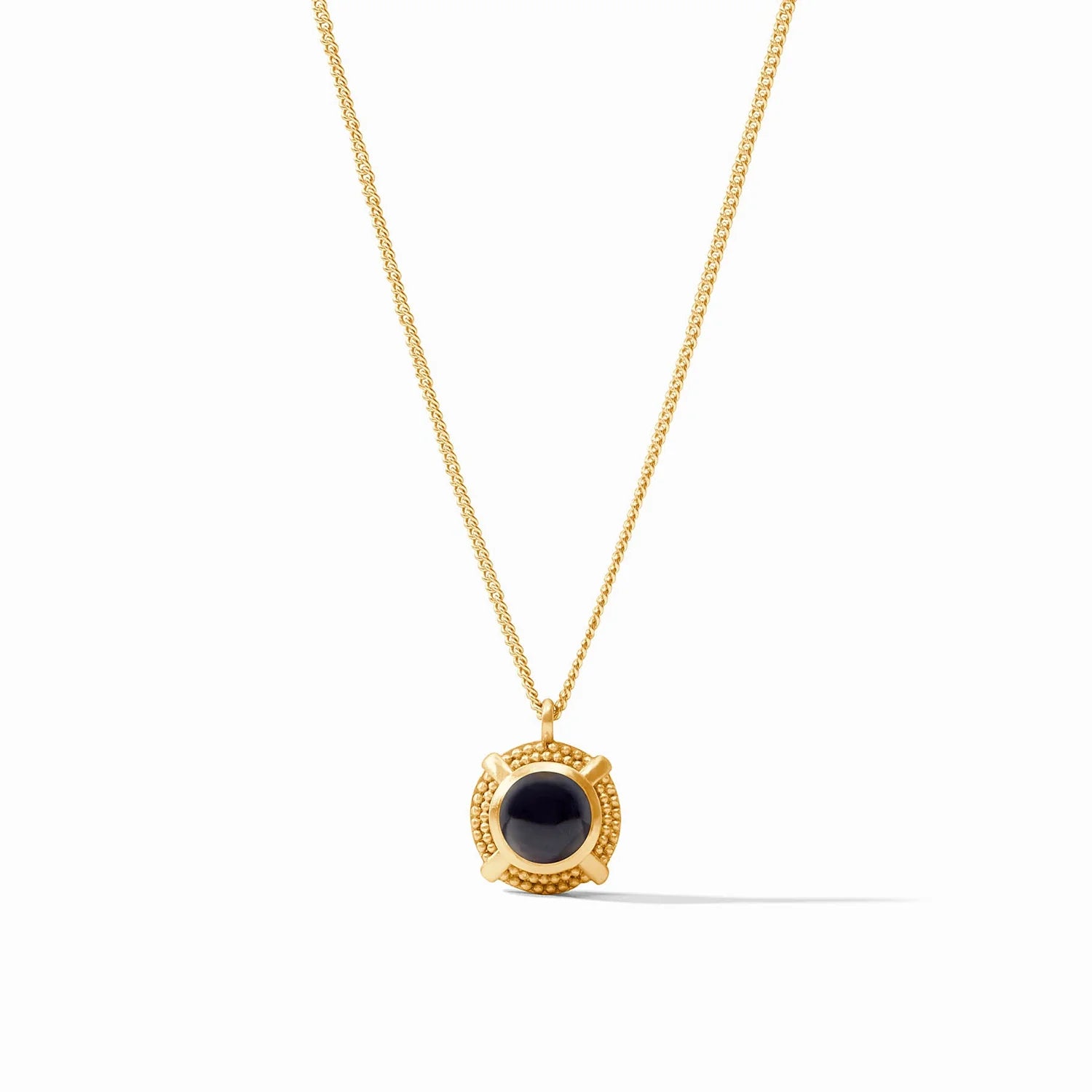 Cabochon Solitaire Necklace - Obsidian Black Julie Vos Jewelry Necklace_CabochonSolitaireNecklace_ObsidianBlack_FR