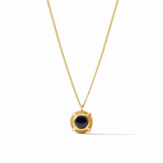 Cabochon Solitaire Necklace - Obsidian Black Julie Vos Jewelry Necklace_CabochonSolitaireNecklace_ObsidianBlack_FR