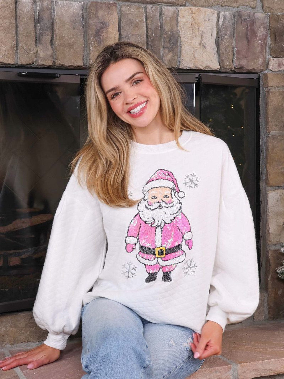 SS Crewneck Ribbed Sweater - Santa XXL Simply Southern Womens Apparel PP-0224-CREW-CHRFL-SANTA-LIFESTYLE-4-1__01650