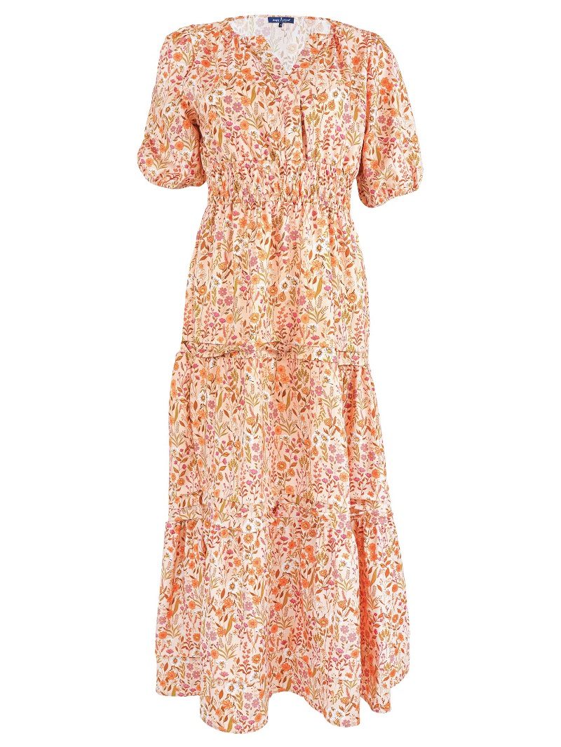 SS Maxi Dress - Tan Flowers Simply Southern Womens Apparel PP-0224-DRS-MAXI-TANFLD