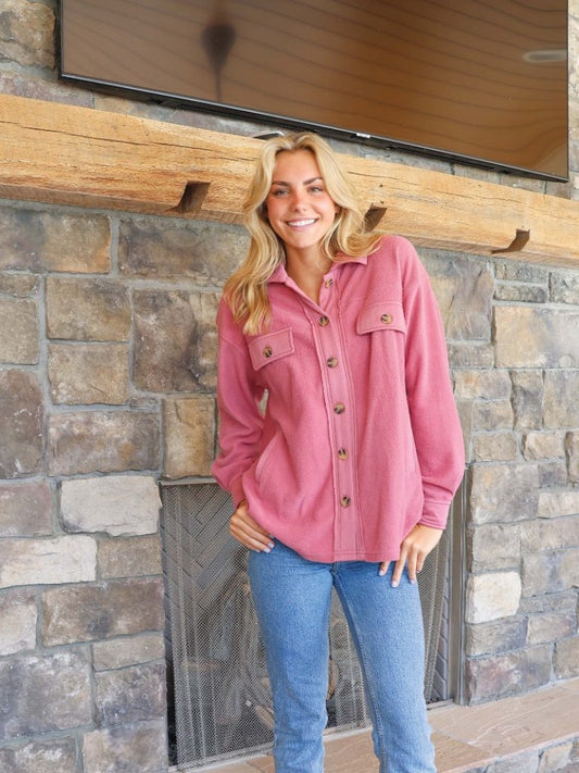 SS Fleece Shacket - Mauve XXL Simply Southern Womens Apparel PP-0224-SHKT-FLC-MAUVE-LIFESTYLE-768x1024