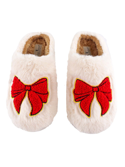 SS Bow Slippers XL XXL Simply Southern Holiday PP-0224-SLPR-BNY-GLSN-BOW__05844