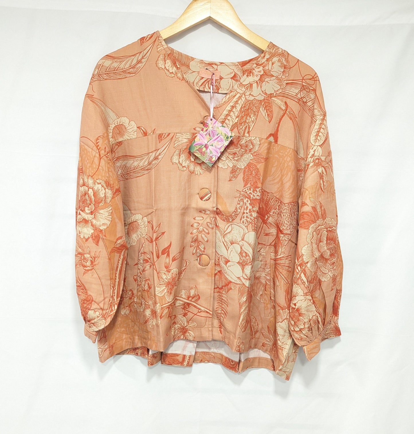 Toile Puff Sleeve Jacket - Coral