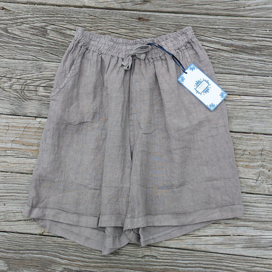 Basic Linen Short - Taupe TEMPO Womens Apparel PXL-20240516_192922811