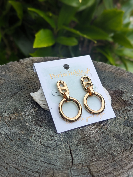 Earrings-Gold Post w Circle Dro