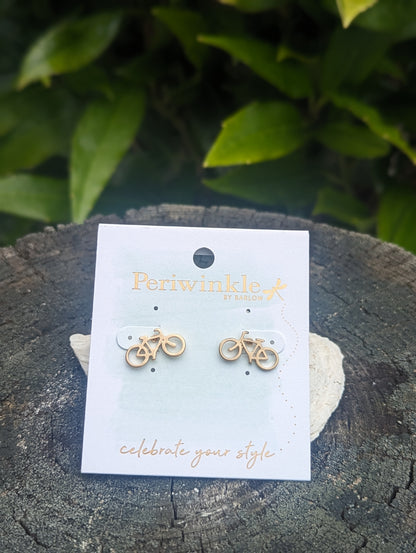 Gold Bicycles Earrings