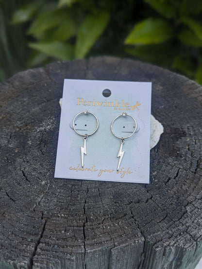 Silver With Lightening Charm Earrings