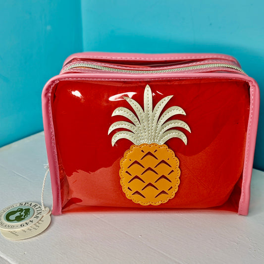 Iconic Clear Cosmetic Case - Pink Pineapple