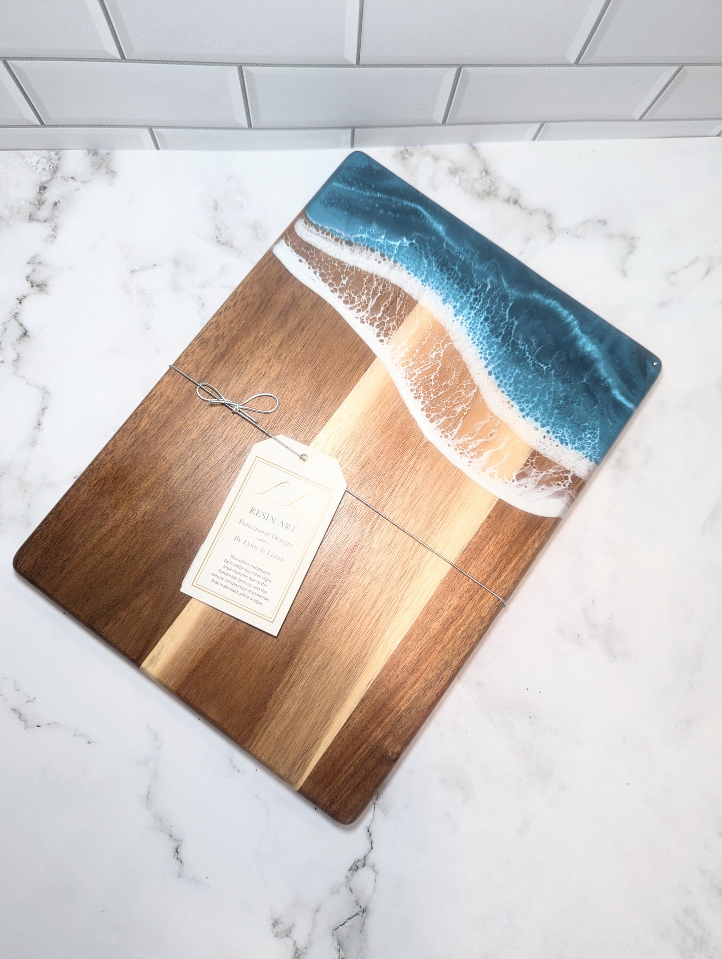 Small Acacia Cheese Board - Ocean Vibes Lynn & Liana Designs Home PXL_20241010_191430146