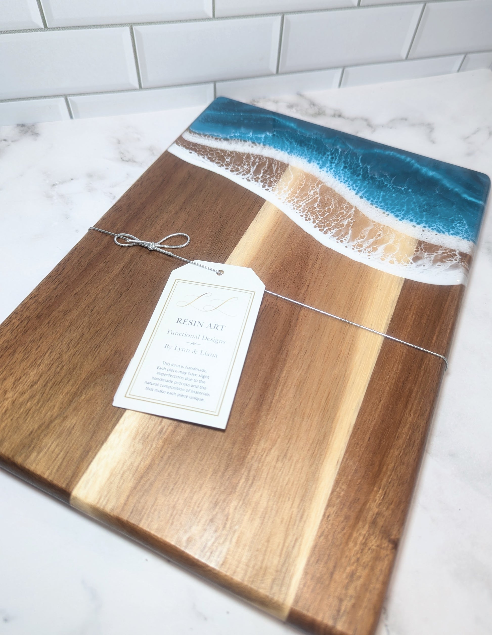 Small Acacia Cheese Board - Ocean Vibes Lynn & Liana Designs Home PXL_20241010_191433483