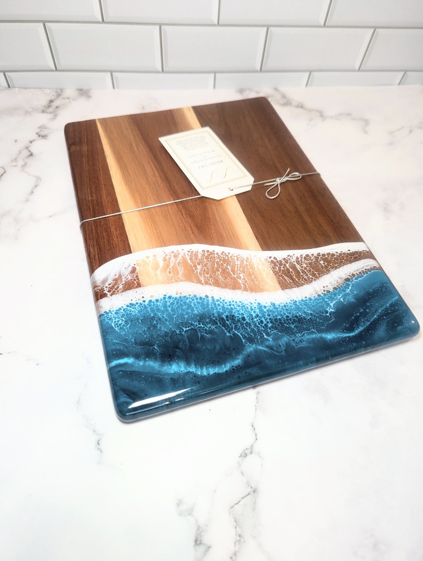 Small Acacia Cheese Board - Ocean Vibes Lynn & Liana Designs Home PXL_20241010_191503532