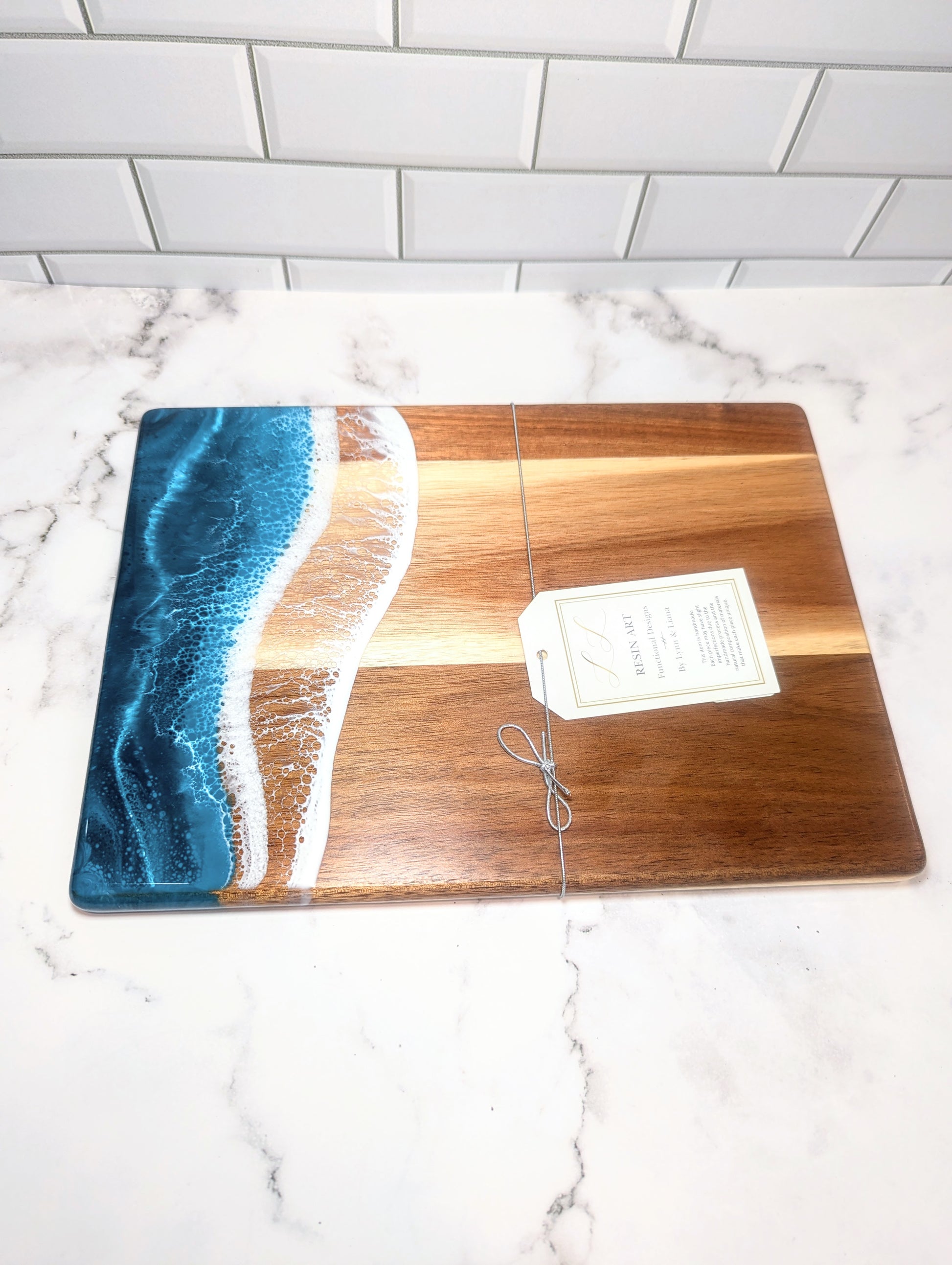 Small Acacia Cheese Board - Ocean Vibes Lynn & Liana Designs Home PXL_20241010_191519567