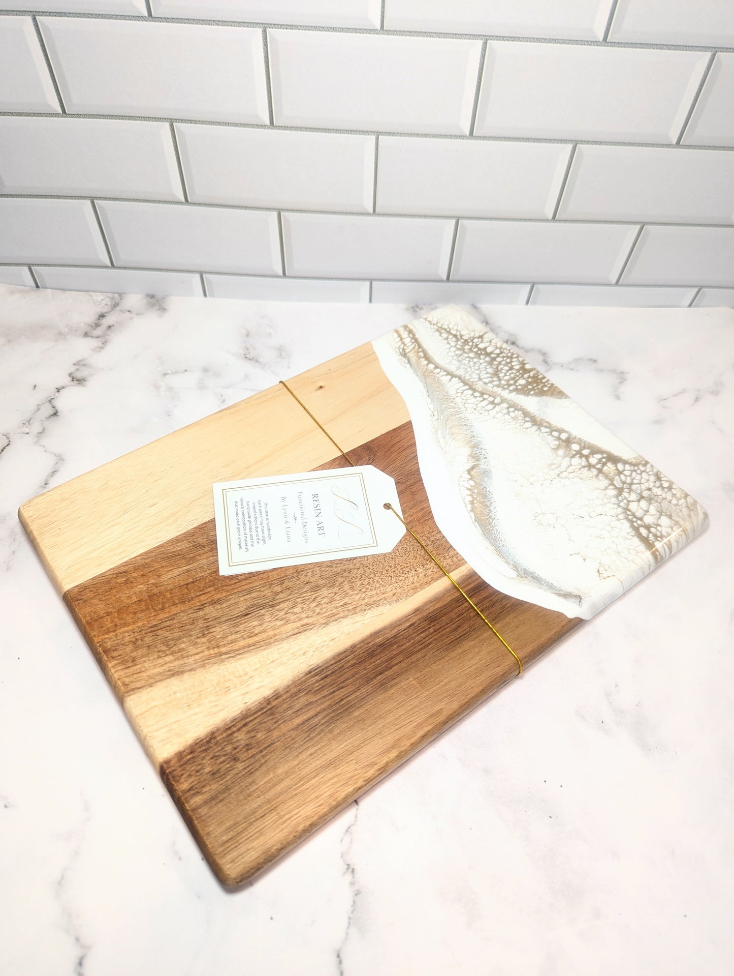 Small Acacia Cheese Board - Gold Quartz Lynn & Liana Designs Home PXL_20241010_191547132