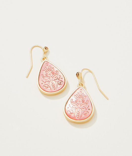 Willa Carved Earrings - Gold/Pink Mother Of Pearl