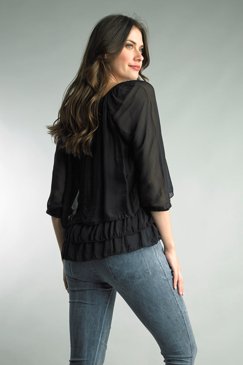 Silk Tiered Top - Black TEMPO Womens Apparel V6063JL_BLAC1_b