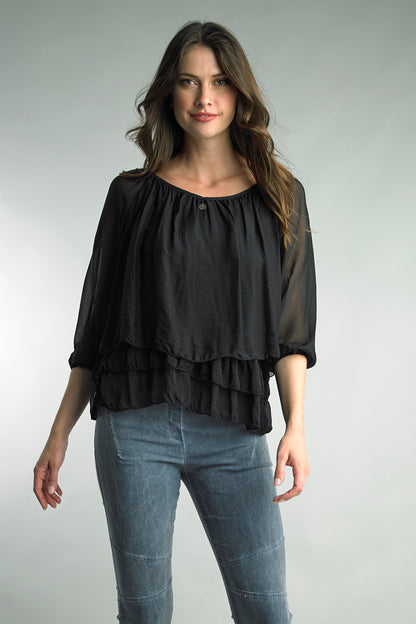 Silk Tiered Top - Black TEMPO Womens Apparel V6063JL_BLAC1_s