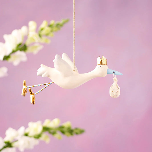 Flying Stork Ornament - Blue GlITTERVILLE Holiday VI1088