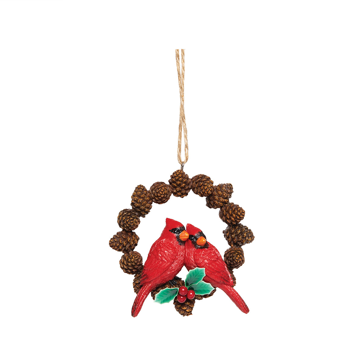 Cardinals on Pinecone Wreath Ornament C & F ENTERPRISES Holiday XORN77501