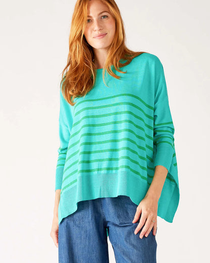 Amour Sweater - Turquoise/Jade Stripes