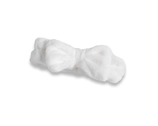 Plush Bow Headband - White