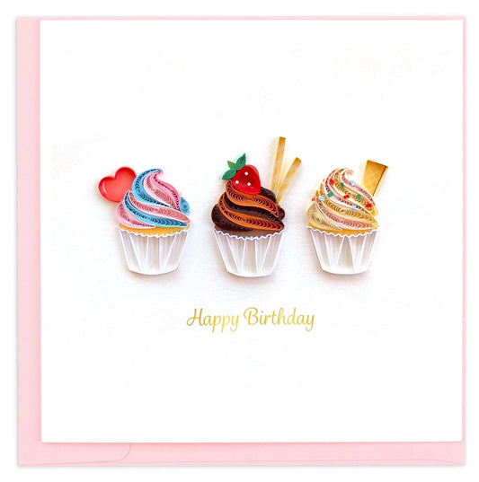 Quilled Birthday Cupcake Trio Greeting Card QUILLING CARD LLC Cards bcbdd571f1b69c08daae8a4d9e05d7c558948b467582d3c74355a02cdb681e3e