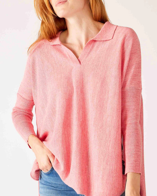 Catalina Polo Sweater -  Sea Pink