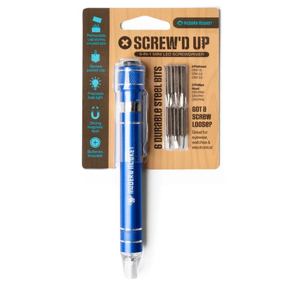 Screw’D Up 6-in-1 Mini Led Screwdriver DM Merchandising Home ced6aba41e11a778ca920239263935d68787a7c0e163da115e80b476067beadf