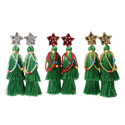 All Spruced Up Holiday Earrings DM Merchandising Holiday christmas-FUN-SILLY-earrings-tree-painted-cottage