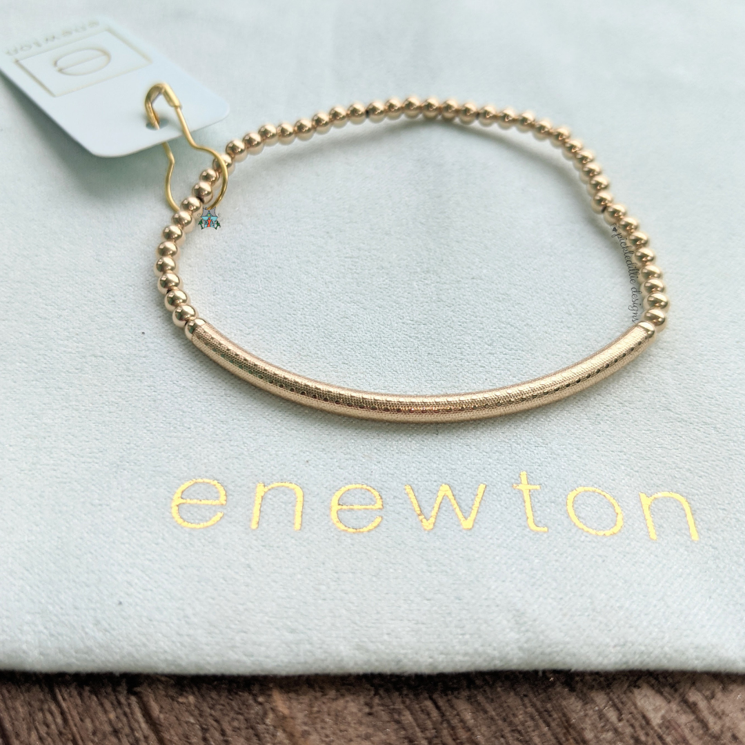Bliss Bar Textured 3mm Bead Bracelet - Gold by eNewton. Made with 3mm, 14kt gold-filled, 14kt gold-filled bliss bar gold. Shop at The Painted Cottage in Edgewater, MD.