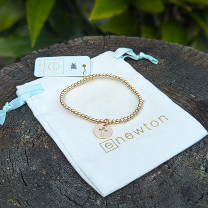 Classic Gold 3mm Bead Bracelet- Blessed Charm