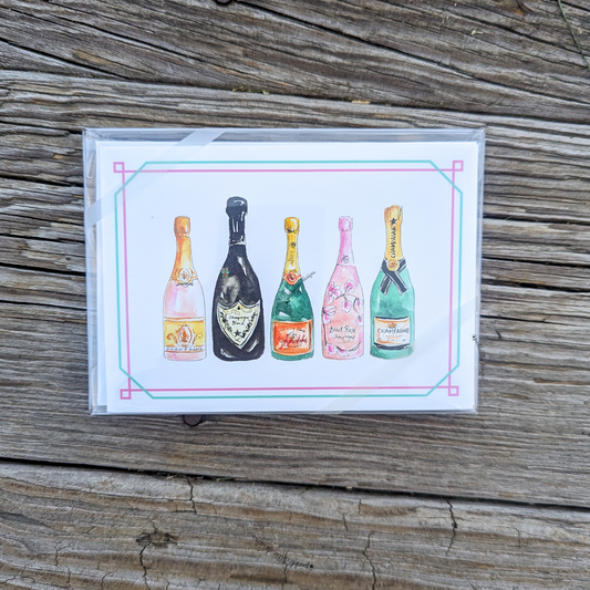 Note Card Champagne Bottles