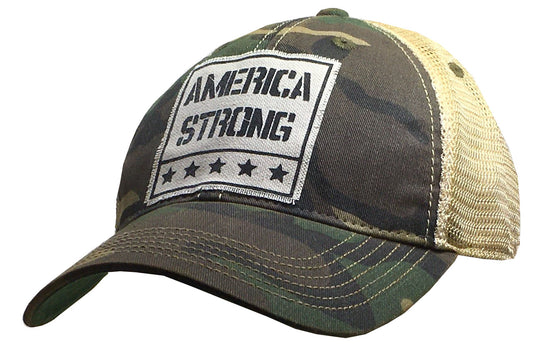 America Strong Distressed Trucker Hat