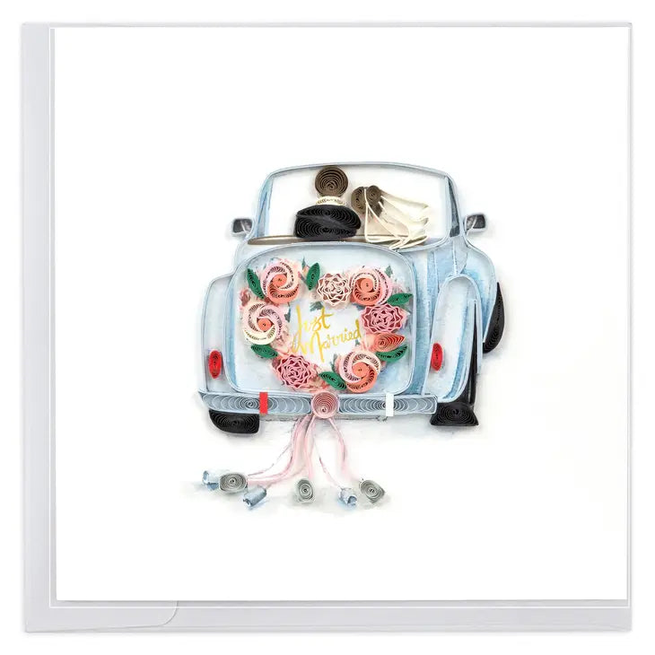 Just Married Car Quill Card