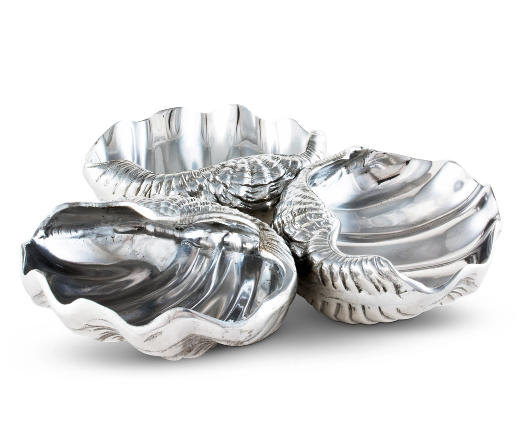 Clam 3-Bowl Server Arthur Court Home e856d21a49bb645d8a9ee70e0e7a16f1e5d5b791dad4d2bac48c8cd5a1b54253