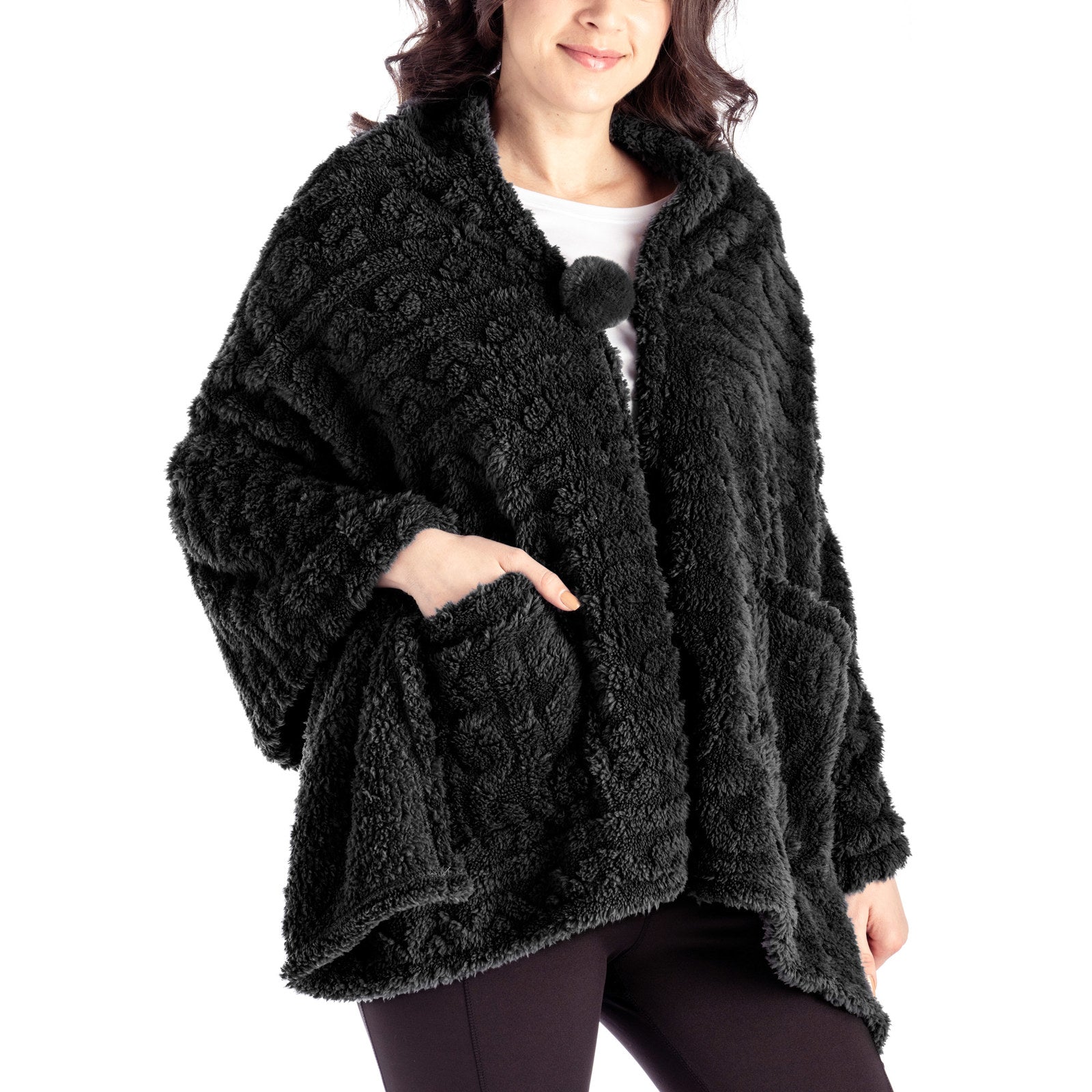 The Coziest Blanket Wrap - Black DM Merchandising Womens Apparel hmbw-u12_05