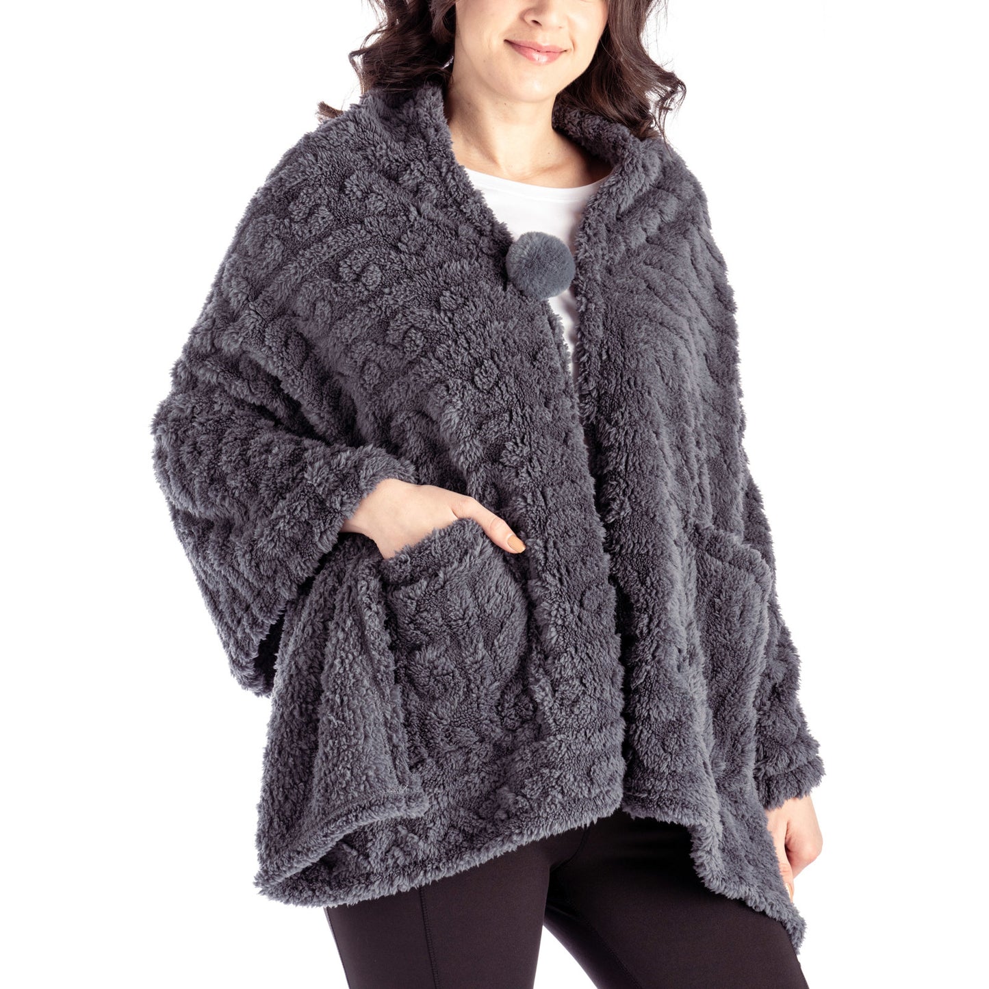 The Coziest Blanket Wrap - Charcoal DM Merchandising Womens Apparel hmbw-u12_07