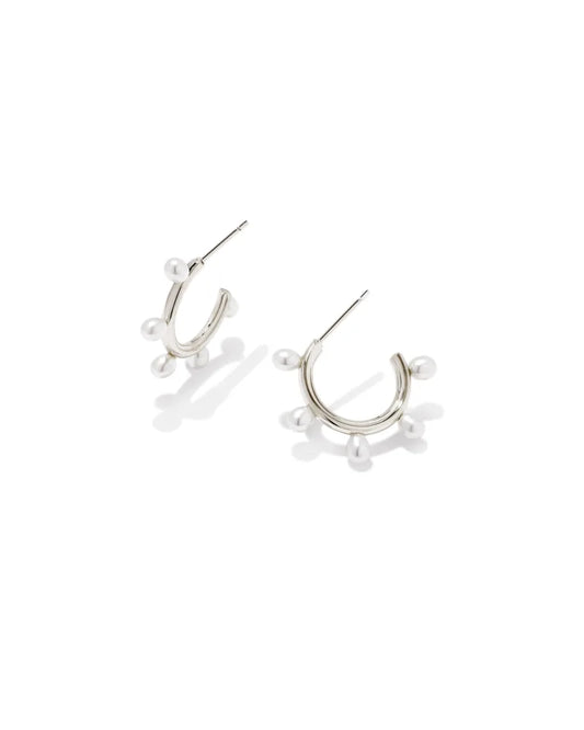 Leighton Huggie Earring - Silver White Pearl