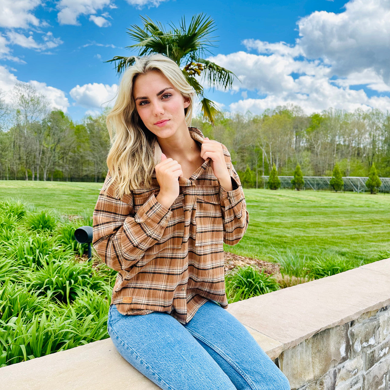 SS Shacket - Tan Plaid Simply Southern Womens Apparel layla_plaid_brown_3__06595