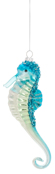 Seahorse Ornament - Glitter Blue Multi