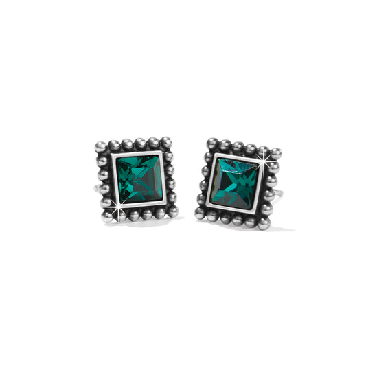 Sparkle Square Mini Post Earrings - Green