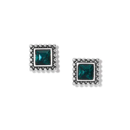 Sparkle Square Mini Post Earrings - Green