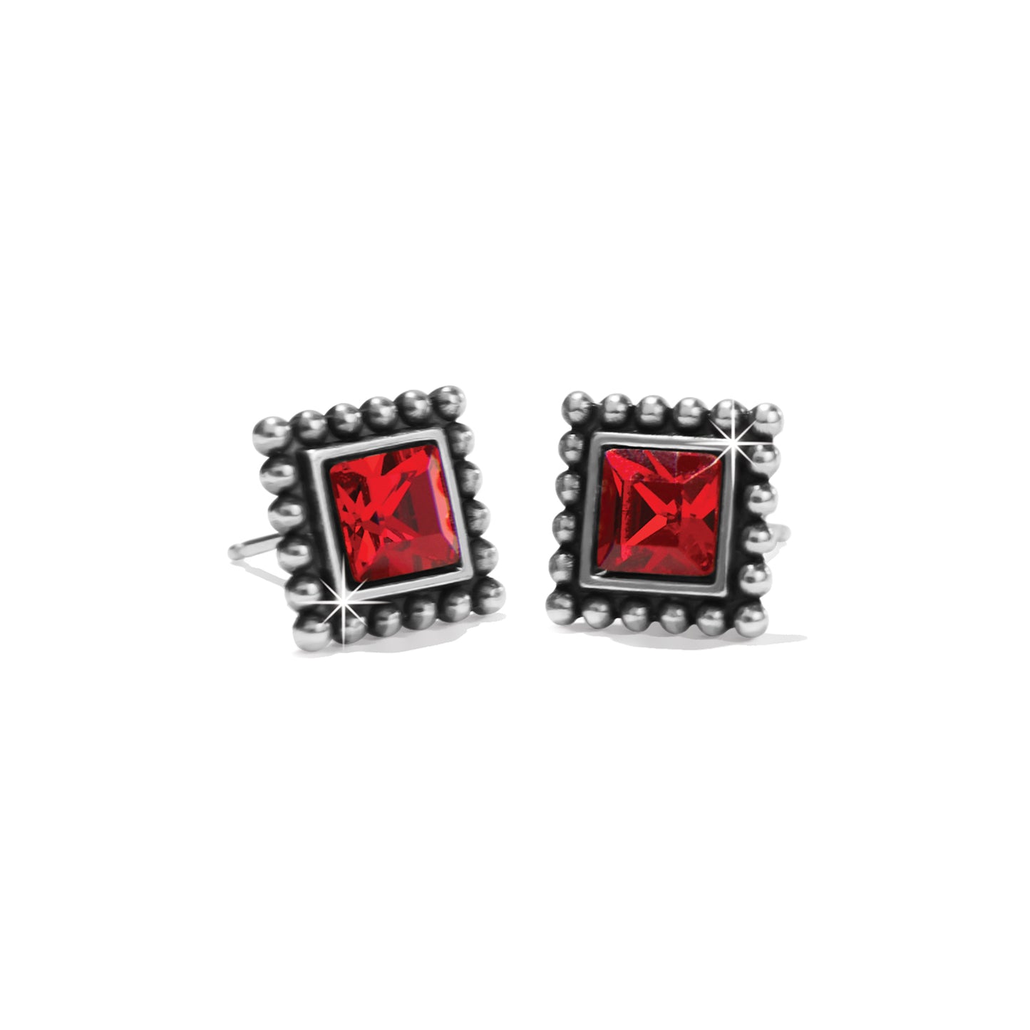 Sparkle Square Mini Post Earrings - Red