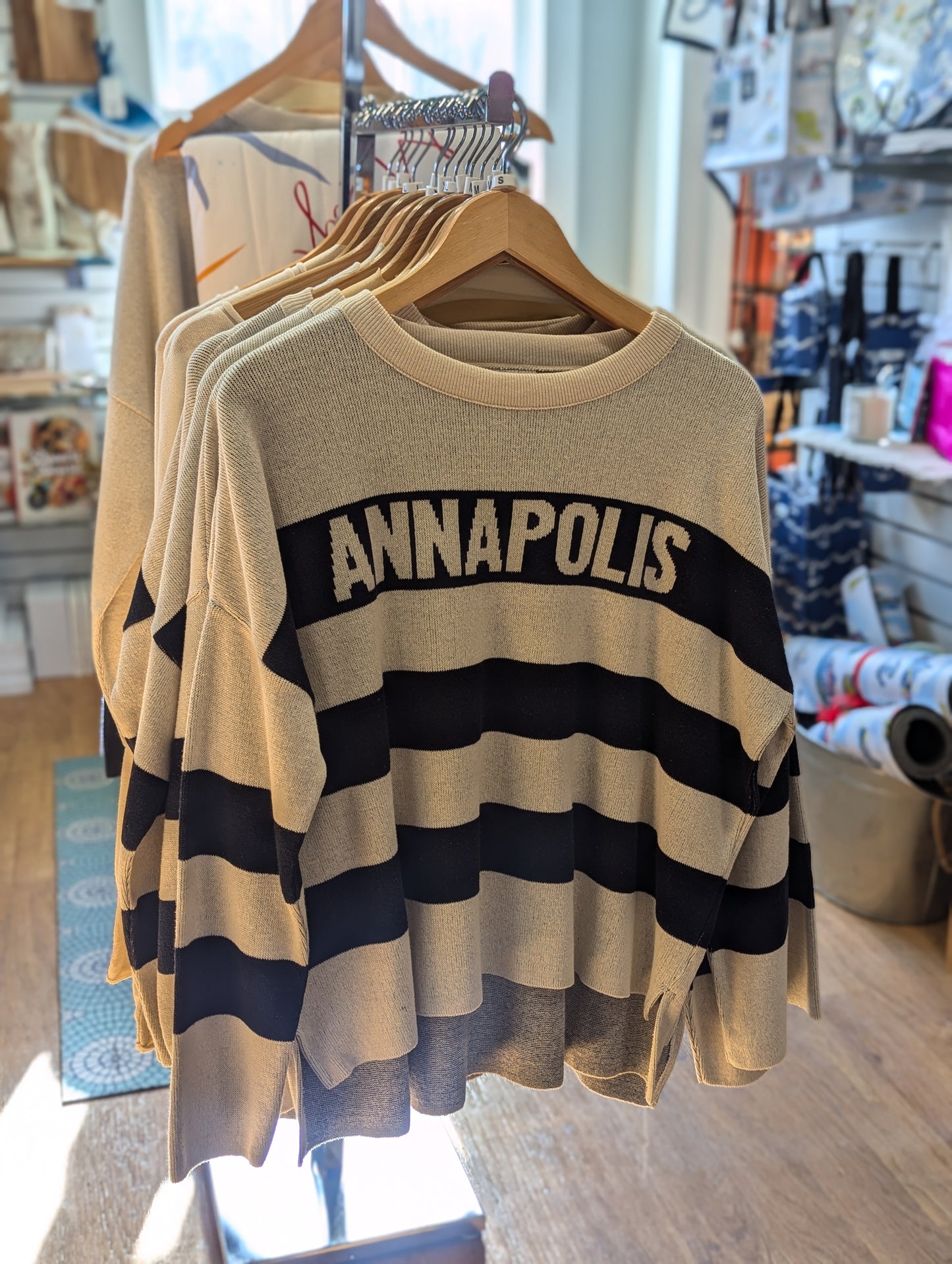 Striped Annapolis Sweater - Navy/Natural TOWN PRIDE APPAREL Womens Apparel rn-image_picker_lib_temp_9a645630-737c-4f94-bb0b-613825719343