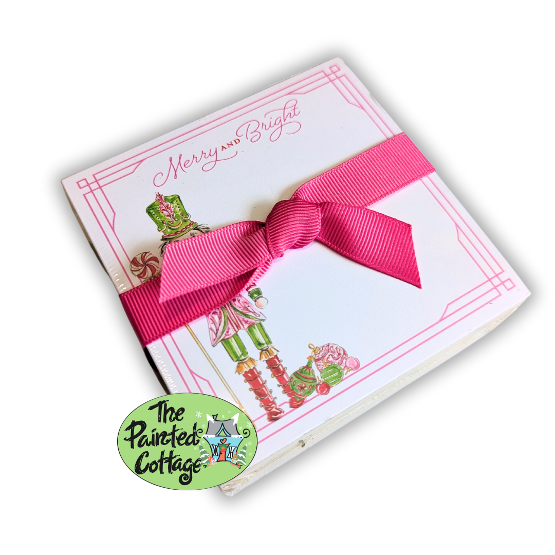 Mini Lux Notepad - Pink Peppermint Nutcracker Merry and Bright